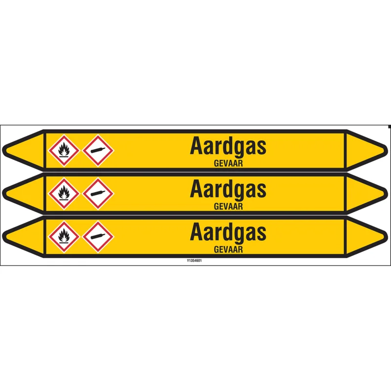 Bestel Nu Brady - Leidingmarkering kaart - Individuele leidingmerkers op kaart met geperforeerde pijlen, zonder pictogram - AARDGAS355X37CARD-T1-P2 - N004038 - 86004038