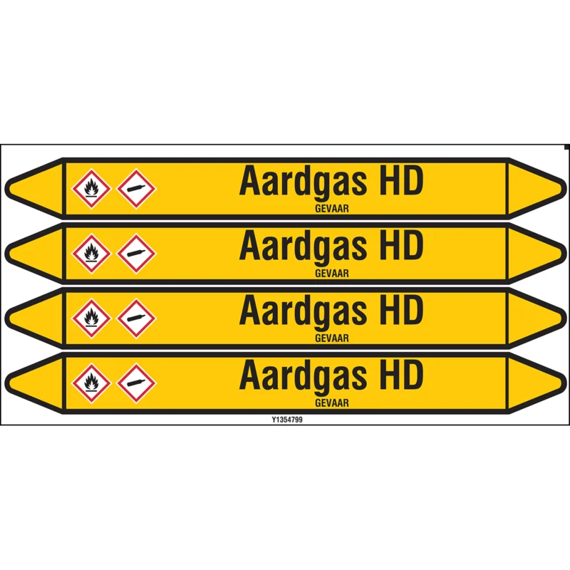 Brady - Standaard - Individuele leidingmerkers op kaart met geperforeerde pijlen, zonder pictogram - AARDGASHD250X26CARD-T1-P2 - N004044 - 86004044 Meest Verkocht