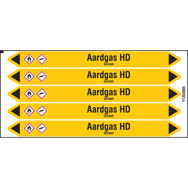Brady - Leidingmarkering kaart - Individuele leidingmerkers op kaart met geperforeerde pijlen, zonder pictogram - AARDGASHD150X12CARD-T1-P2 - N004043 - 86004043 Laatste Kans