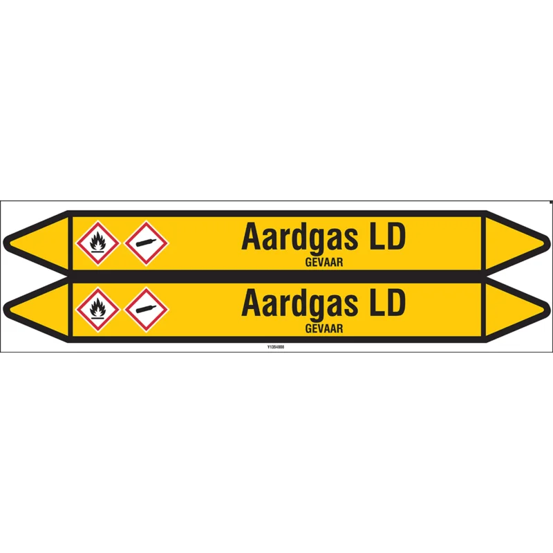 Uitverkoop Brady - Leidingmarkering kaart - Individuele leidingmerkers op kaart met geperforeerde pijlen, zonder pictogram - AARDGASLD450X52CARD-T1-P2 - N004055 - 86004055