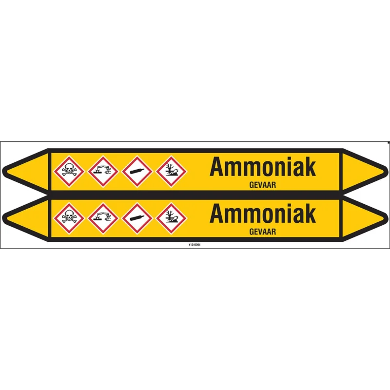 Brady - Standaard - Individuele leidingmerkers op kaart met geperforeerde pijlen, zonder pictogram - AMMONIAK450X52CARD-T1-P2 - N004093 - 86004093 Direct Verzonden
