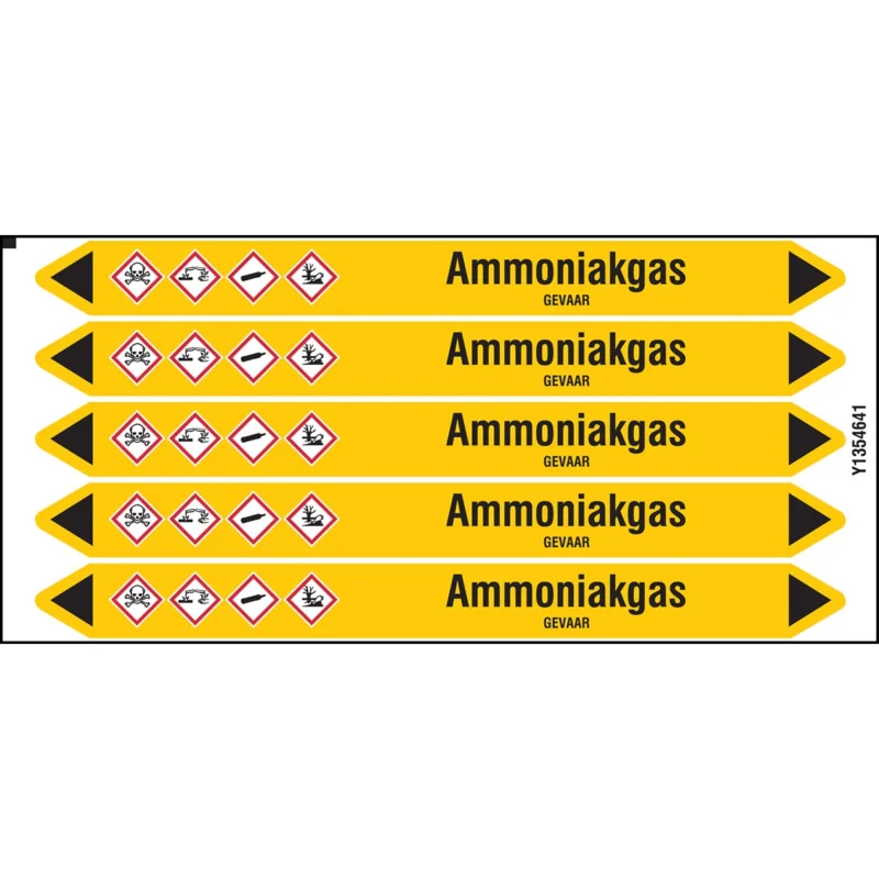 Brady - Standaard - Individuele leidingmerkers op kaart met geperforeerde pijlen, zonder pictogram - AMMONIAKGAS150X12CARD-T1-P2 - N004101 - 86004101 Beperkt Aanbod