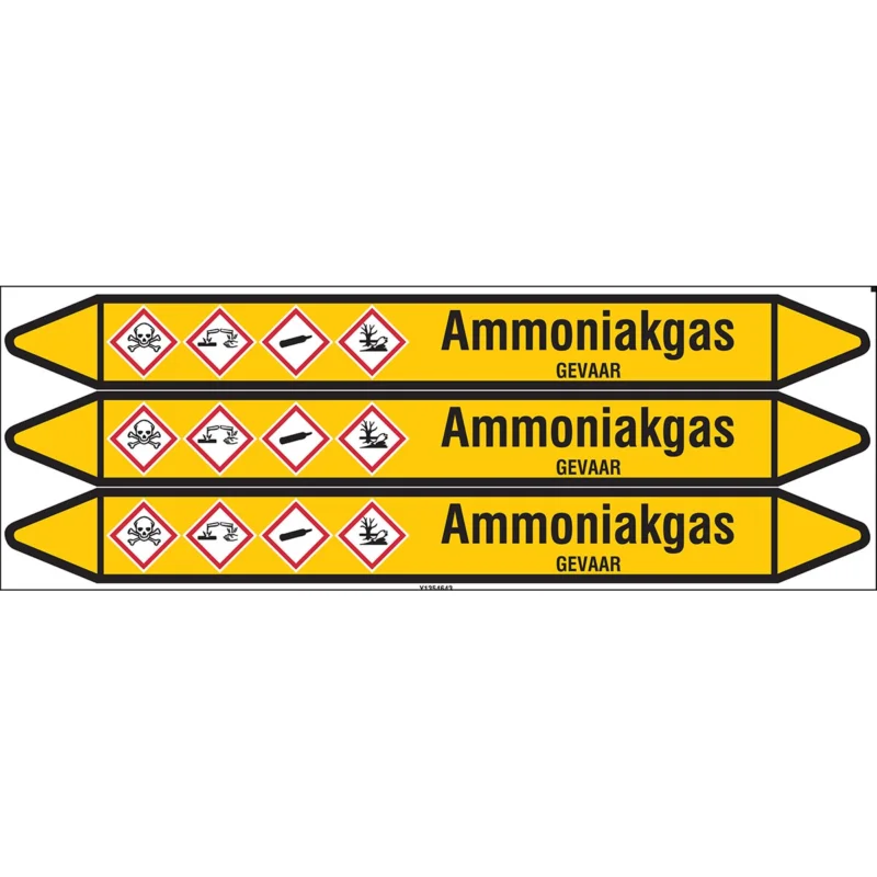 Brady - Standaard - Individuele leidingmerkers op kaart met geperforeerde pijlen, zonder pictogram - AMMONIAKGAS355X37CARD-T1-P2 - N004103 - 86004103 Lage Kosten