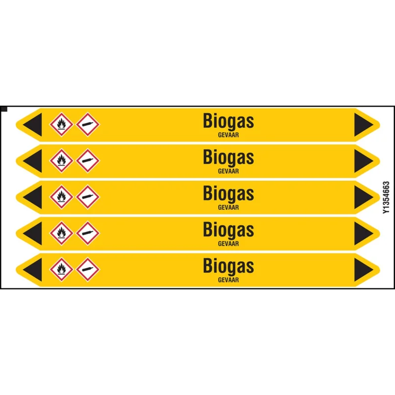 Brady - Standaard - Individuele leidingmerkers op kaart met geperforeerde pijlen, zonder pictogram - BIOGAS150X12CARD-T1-P2 - N004119 - 86004119 Flitsaanbieding