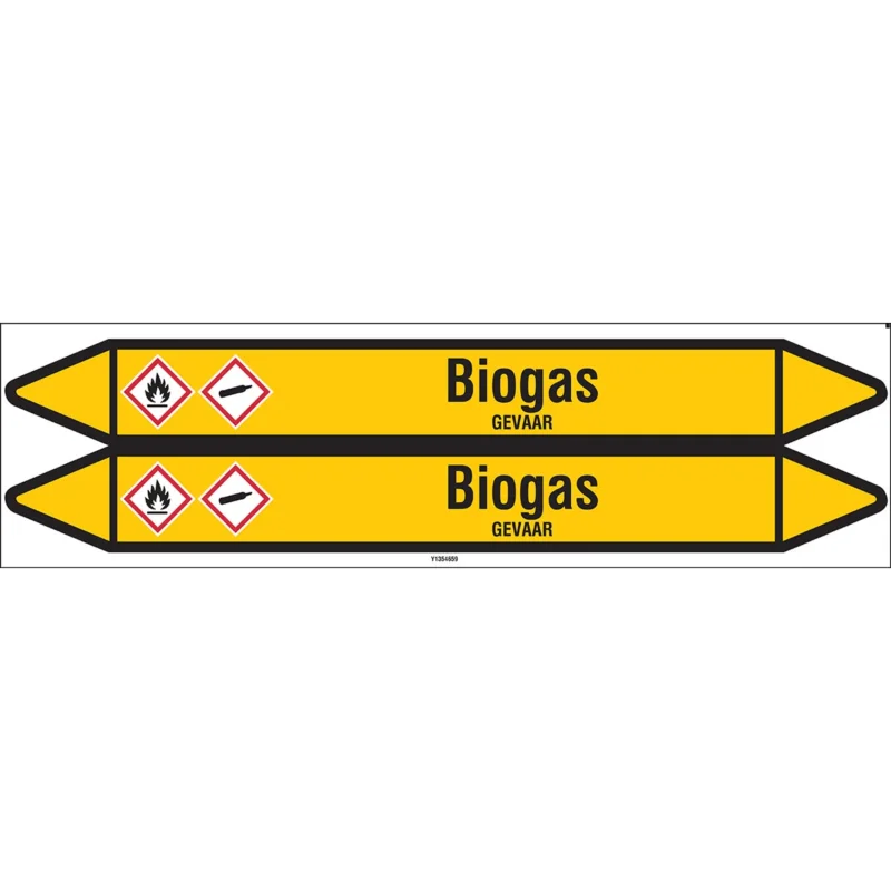 Brady - Standaard - Individuele leidingmerkers op kaart met geperforeerde pijlen, zonder pictogram - BIOGAS450X52CARD-T1-P2 - N004122 - 86004122 Beperkt Aanbod