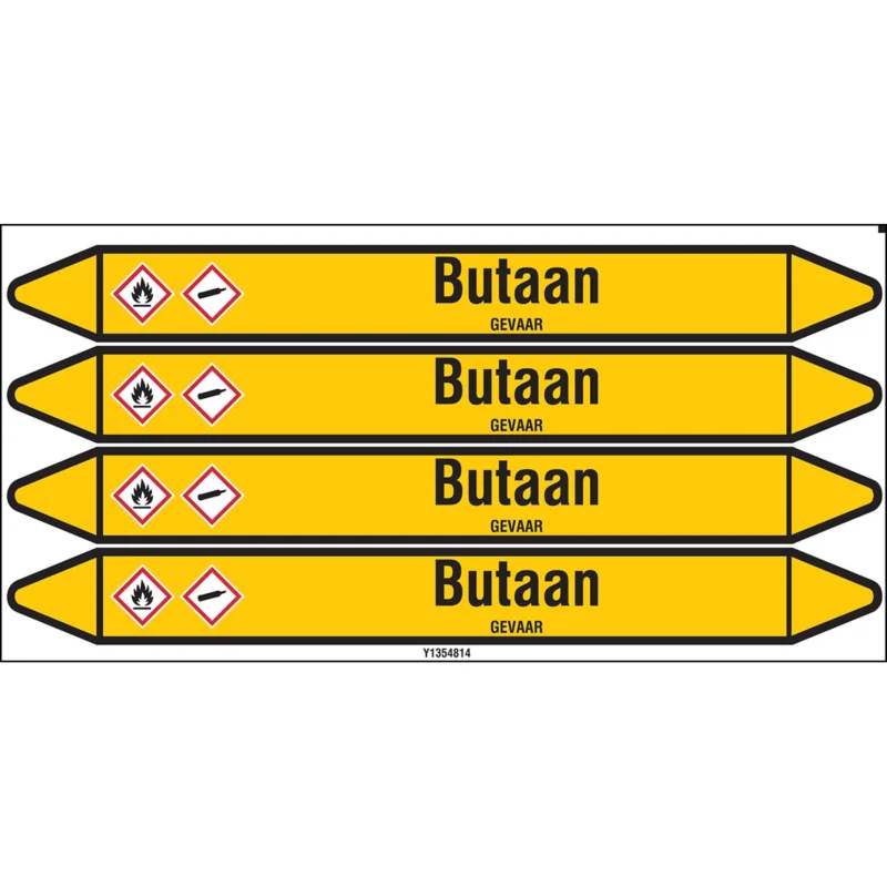 Weekendaanbieding Brady - Standaard - Individuele leidingmerkers op kaart met geperforeerde pijlen, met pictogrammen - BUTAAN250X26CARD-T1-P2 - N004129 - 86004129