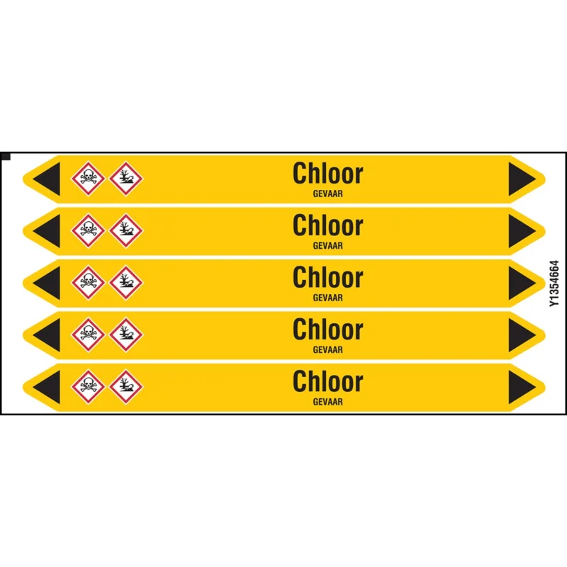 Betrouwbaar Brady - Standaard - Individuele leidingmerkers op kaart met geperforeerde pijlen, met pictogrammen - CHLOOR150X12CARD-T1-P2 - N004139 - 86004139