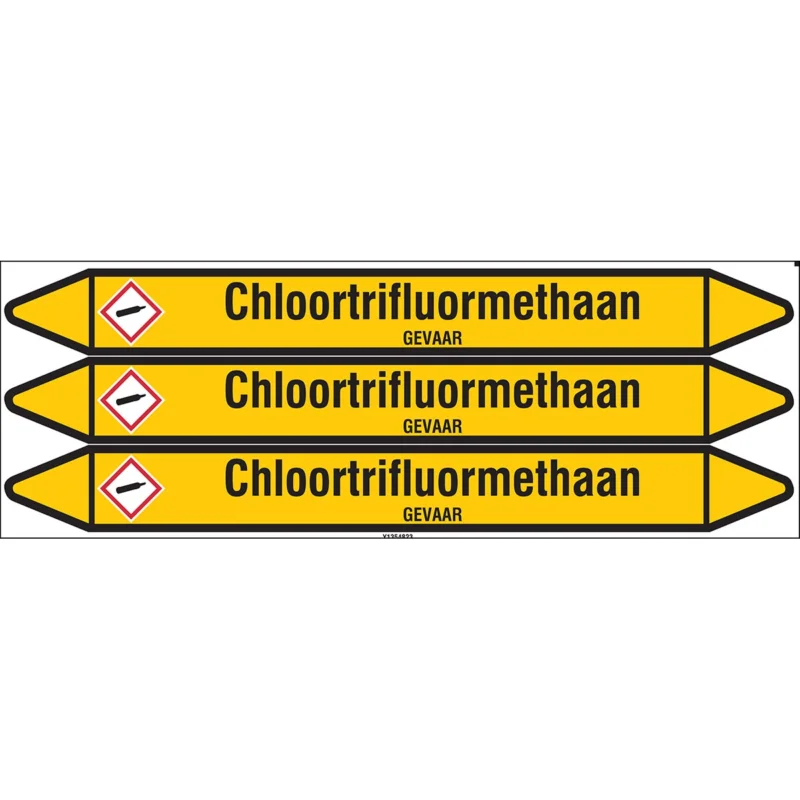 Beperkte Voorraad Brady - Standaard - Individuele leidingmerkers op kaart met geperforeerde pijlen, zonder pictogram - CHLOORTRIFLUORMETHAAN355X37CARD-T1-P2 - N004152 - 86004152