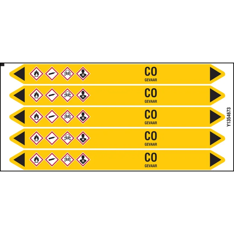 Brady - Standaard - Individuele leidingmerkers op kaart met geperforeerde pijlen, met pictogrammen - CO150X12CARD-T1-P2 - N004159 - 86004159 Dagaanbieding
