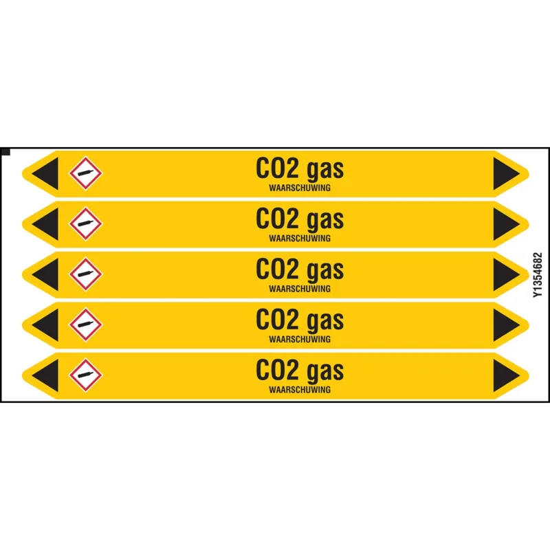 Brady - Standaard - Individuele leidingmerkers op kaart met geperforeerde pijlen, met pictogrammen - CO2GAS150X12CARD-T1-P2 - N004177 - 86004177 Populair