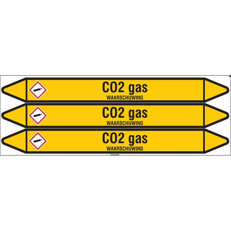 Brady - Leidingmarkering kaart - Individuele leidingmerkers op kaart met geperforeerde pijlen, met pictogrammen - CO2GAS355X37CARD-T1-P2 - N004179 - 86004179 Alleen Vandaag