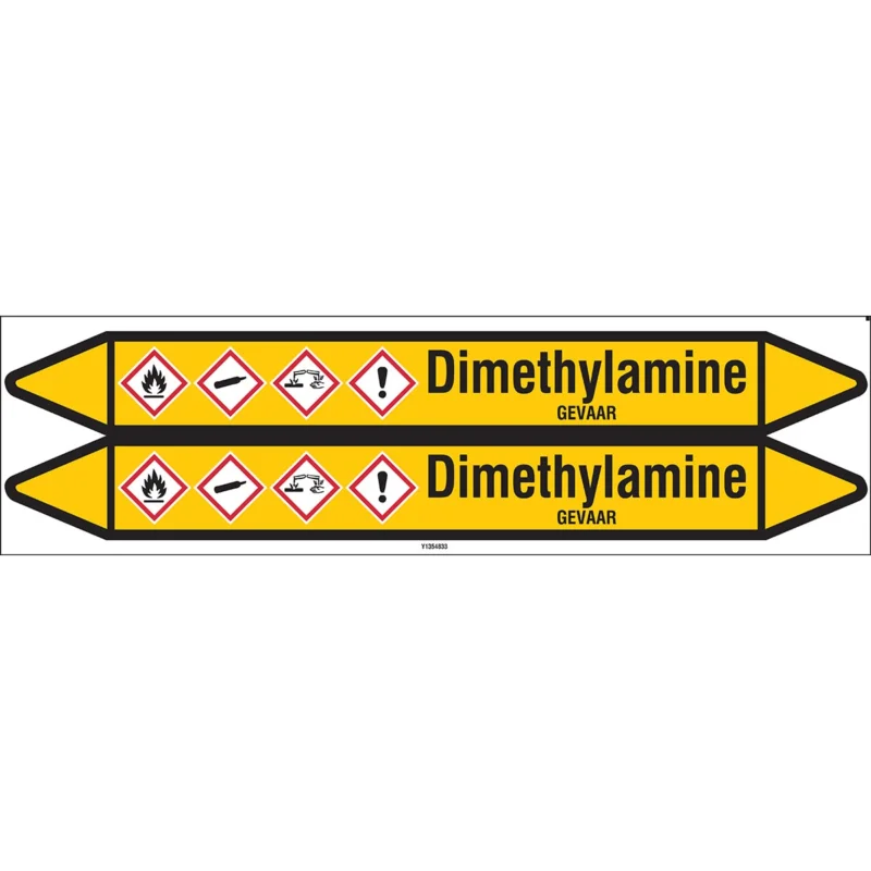 Brady - Standaard - Individuele leidingmerkers op kaart met geperforeerde pijlen, met pictogrammen - DIMETHYLAMINE450X52CARD-T1-P2 - N004202 - 86004202 Rechtstreeks Van De Fabrikant