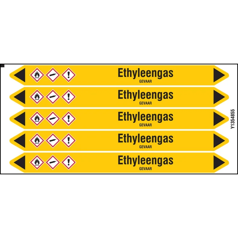 Superprijs Brady - Standaard - Individuele leidingmerkers op kaart met geperforeerde pijlen, met pictogrammen - ETHYLEENGAS150X12CARD-T1-P2 - N004230 - 86004230