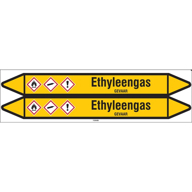 Brady - Standaard - Individuele leidingmerkers op kaart met geperforeerde pijlen, met pictogrammen - ETHYLEENGAS450X52CARD-T1-P2 - N004233 - 86004233 Finale Uitverkoop