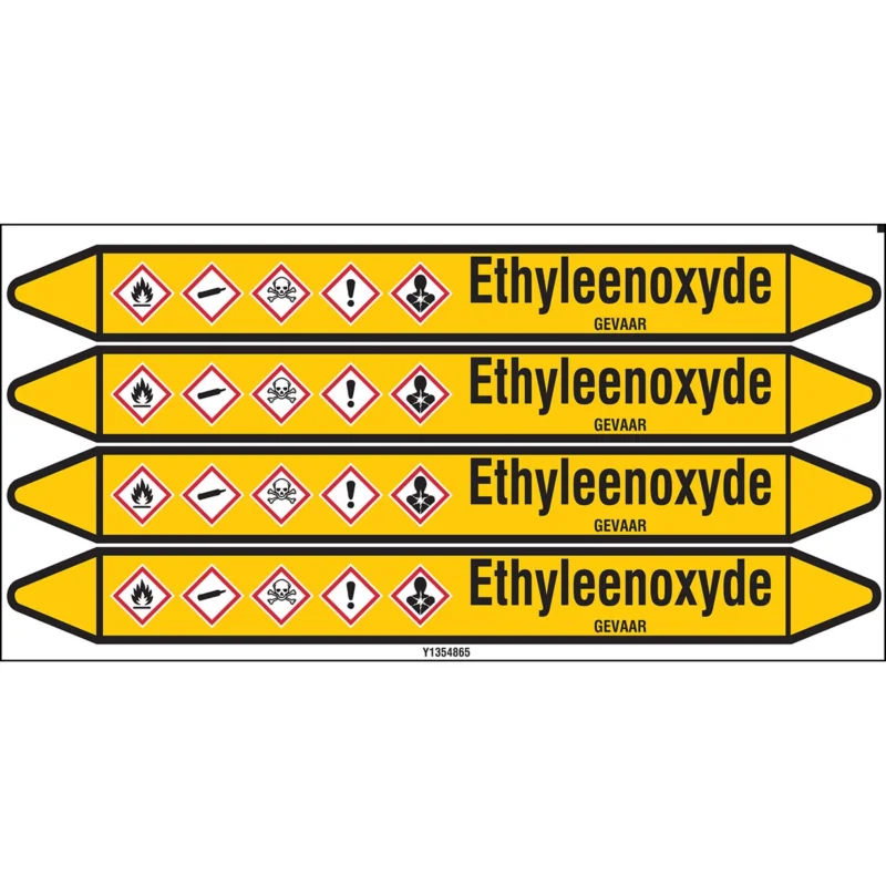 Betrouwbaar Brady - Standaard - Individuele leidingmerkers op kaart met geperforeerde pijlen, met pictogrammen - ETHYLEENOXYDE250X26CARD-T1-P2 - N004242 - 86004242