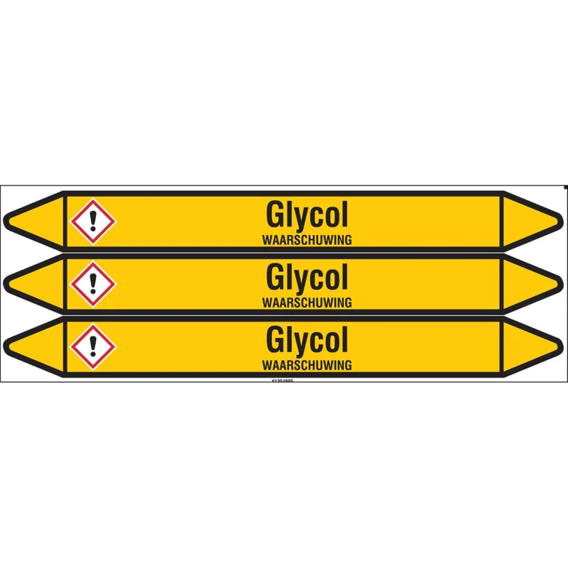 Brady - Standaard - Individuele leidingmerkers op kaart met geperforeerde pijlen, met pictogrammen - GLYCOL355X37CARD-T1-P2 - N004288 - 86004288 Beperkte Voorraad