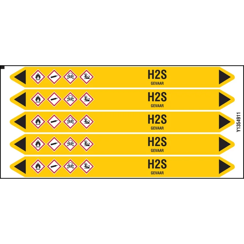 Brady - Standaard - Individuele leidingmerkers op kaart met geperforeerde pijlen, met pictogrammen - H2S150X12CARD-T1-P2 - N004308 - 86004308 Koop Vandaag