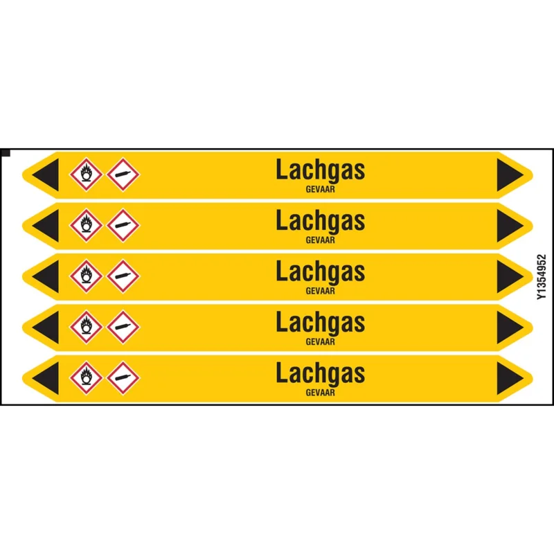 Brady - Leidingmarkering kaart - Individuele leidingmerkers op kaart met geperforeerde pijlen, zonder pictogram - LACHGAS150X12CARD-T1-P2 - N004374 - 86004374 Gratis Retour