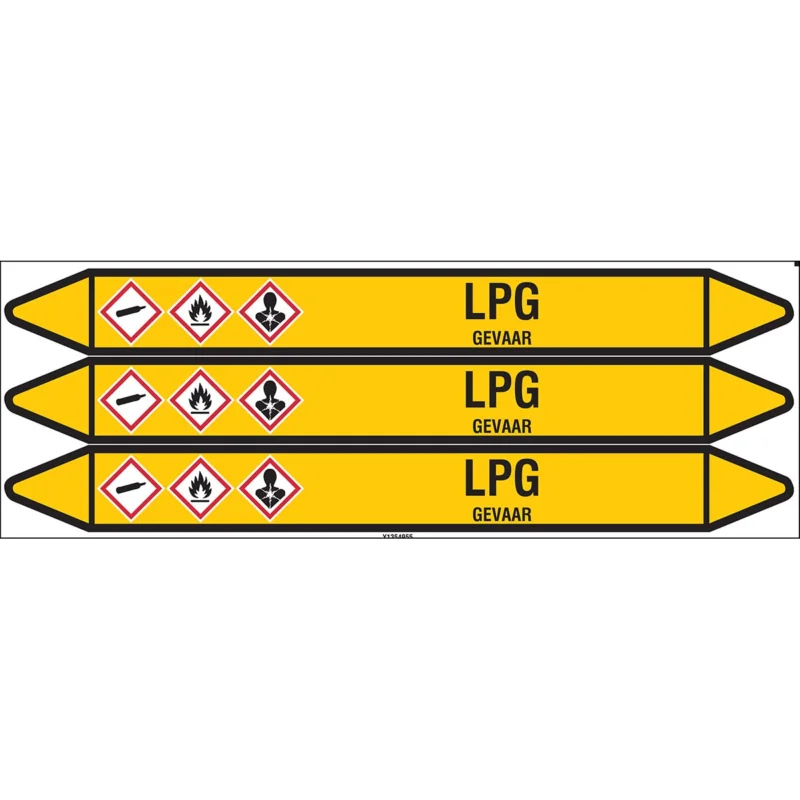 Brady - Standaard - Individuele leidingmerkers op kaart met geperforeerde pijlen, met pictogrammen - LPG355X37CARD-T1-P2 - N004383 - 86004383 Beperkte Voorraad