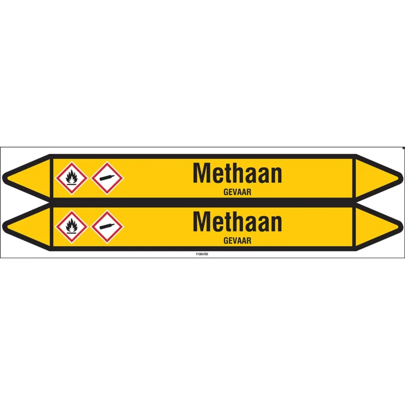 Brady - Standaard - Individuele leidingmerkers op kaart met geperforeerde pijlen, met pictogrammen - METHAAN450X52CARD-T1-P2 - N004402 - 86004402 Nu Kopen