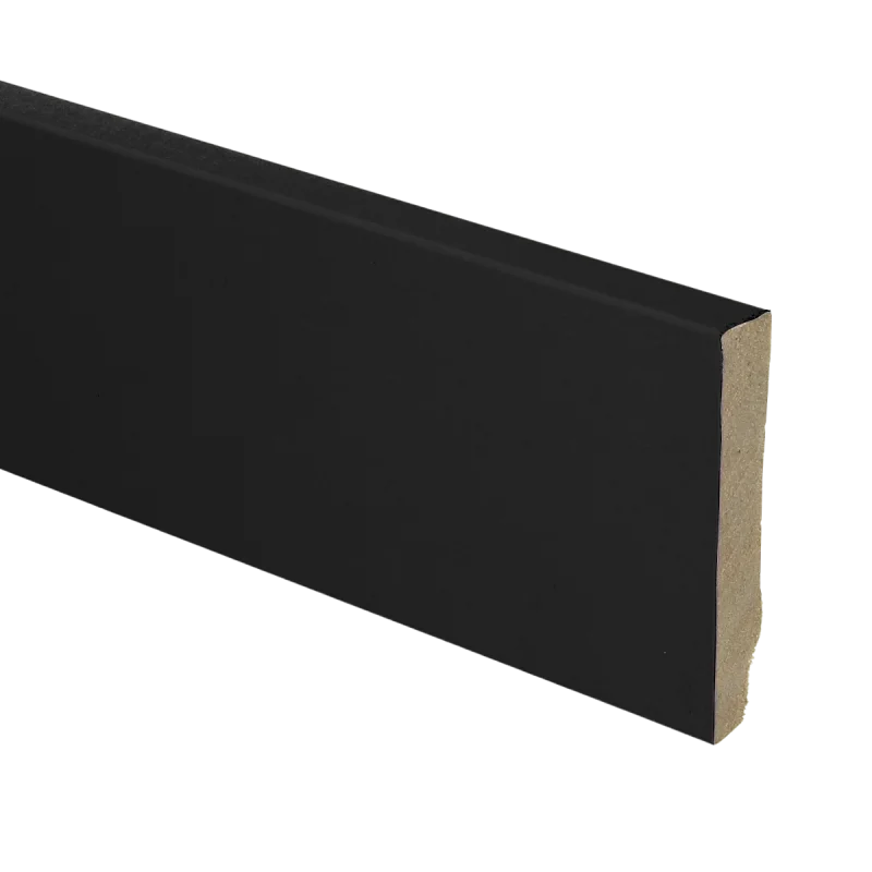 Snelle Levering MDF moderne plint recht 70x12 zwart gefolied