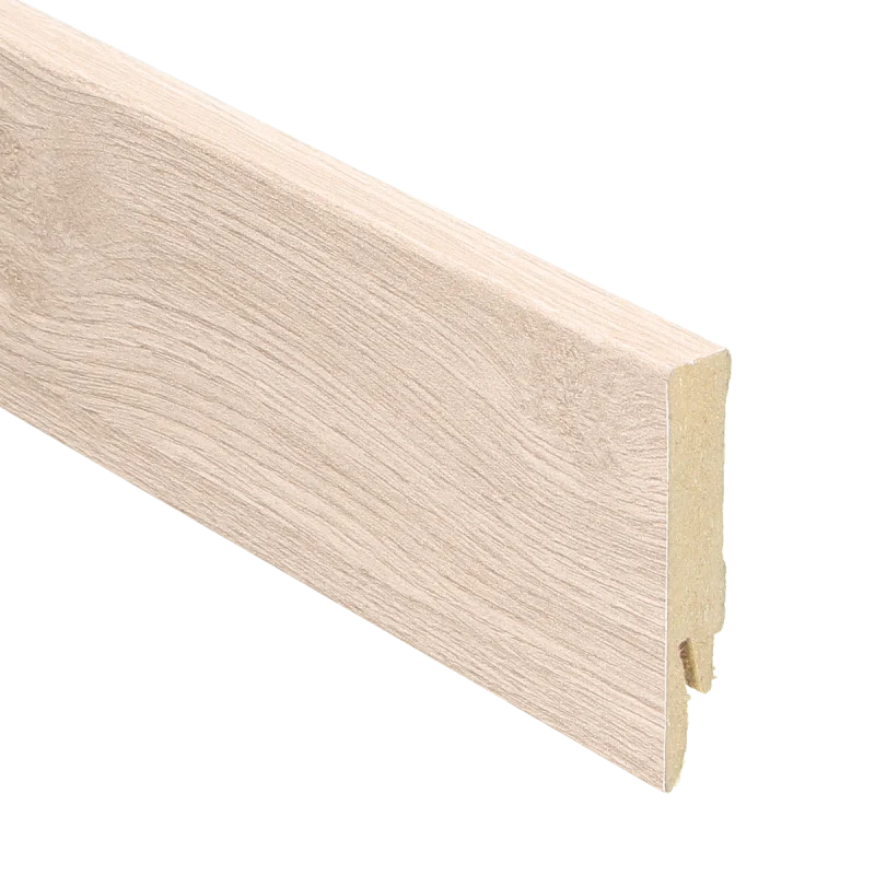 Finale Uitverkoop Eik licht beige rechte hoge plint voor laminaat, pvc en parket