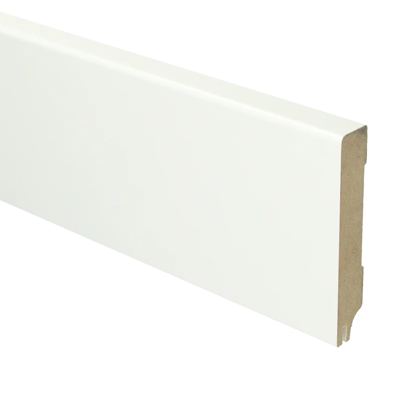 Weekendaanbieding Rechte hoge moderne plint 90x15 RAL 9016 + uitsparing