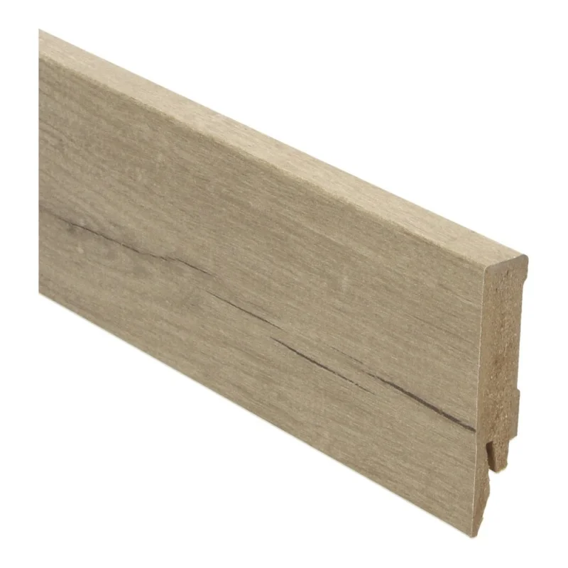 Koop Online Zachte eik warm grijze rechte hoge plint voor laminaat, pvc en parket