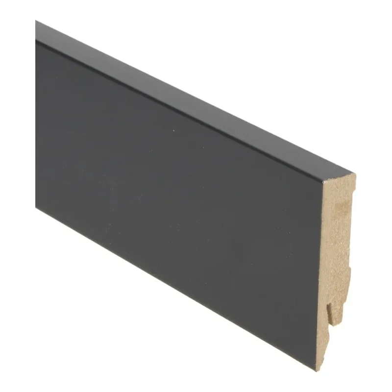 zwart hoogglans rechte hoge plint voor laminaat, pvc en parket Exclusieve Aanbieding