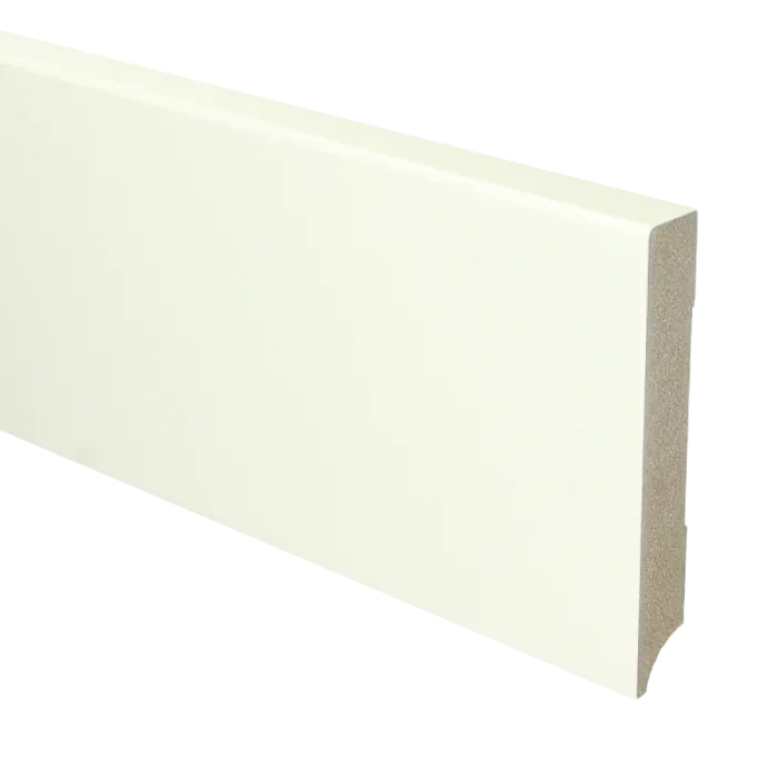 Laatste Versie Vochtwerende MDF plint Modern 18x120mm wit Gelakt RAL9010 - 16034