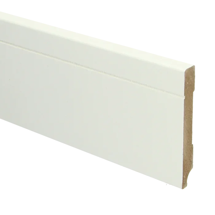 Koopje Vochtwerende MDF plint Tijdloos 12x90mm wit Gelakt RAL9010 - 16091