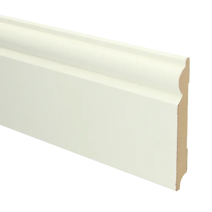 Superprijs Vochtwerende MDF plint Barok 15x120mm wit Gelakt RAL9010 - 16060