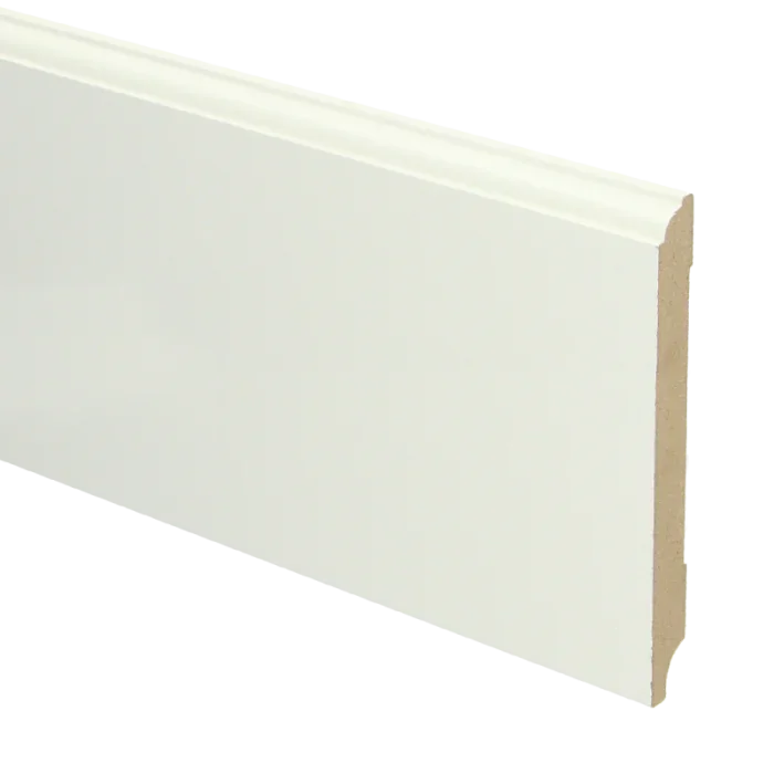 Vochtwerende MDF plint Eigentijds 12x120mm wit Gelakt RAL9010 - 16048 Beperkte Voorraad
