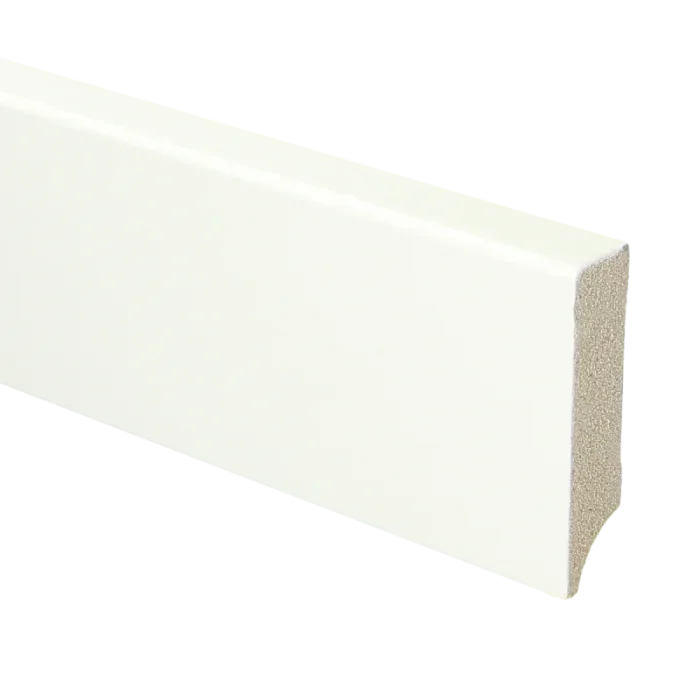 Finale Uitverkoop Vochtwerende MDF Plint modern Recht 18x70mm Wit gegrond - 16406