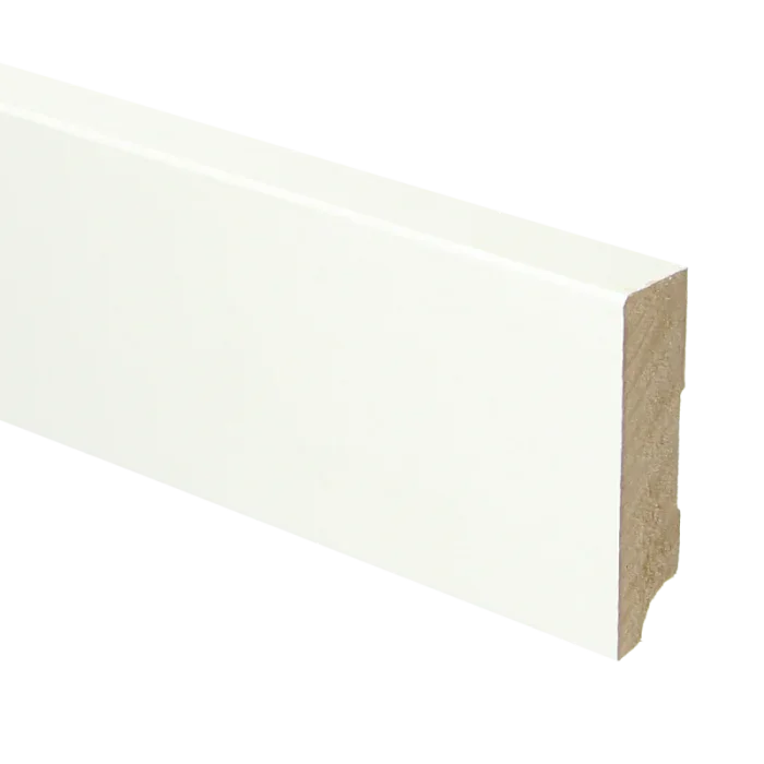 Vochtwerende MDF plint Modern Recht 18x70mm Wit Folie - 16255 Direct Beschikbaar