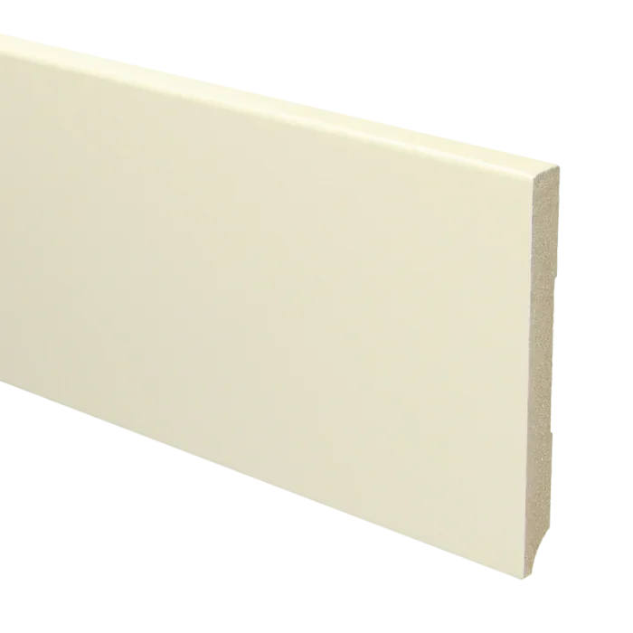 Beste Prijs Vochtwerende MDF plint Modern 12x120mm Gelakt Crèmewit RAL9001 - 15926