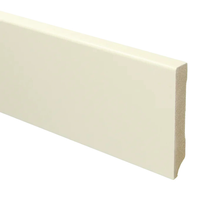 Vochtwerende MDF plint Modern 15x90mm Gelakt Crèmewit RAL9001 - 15928 Lage Kosten