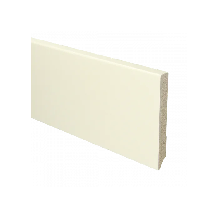 Vochtwerende MDF plint Modern 15x120mm Gelakt Crèmewit RAL9001 - 15929 Aanbieding