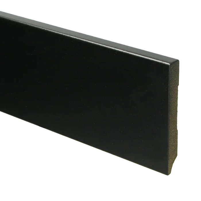 Superprijs Vochtwerende MDF plint Modern 12x90mm Gelakt Zwart RAL9005 - 15937