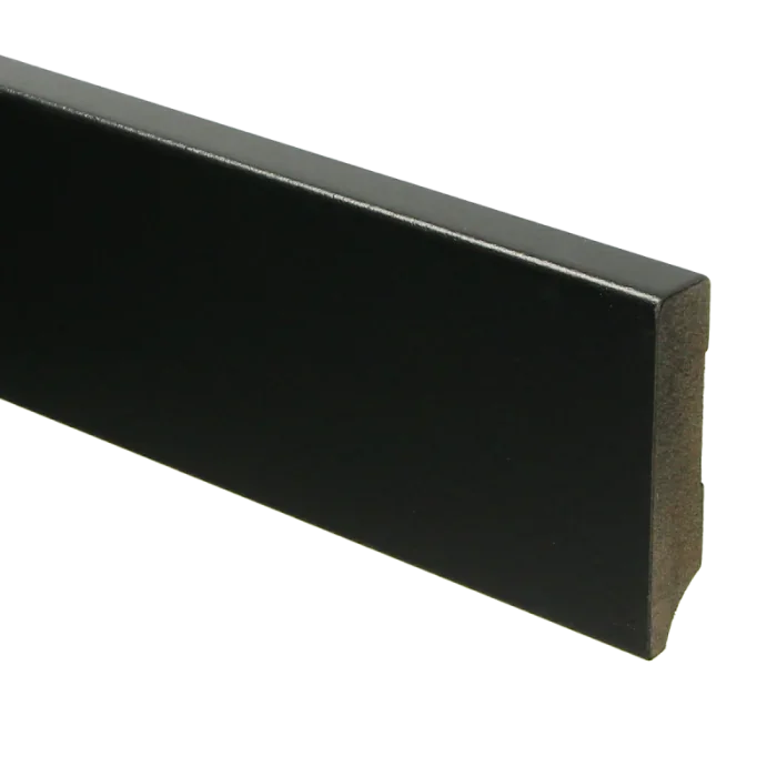 Vochtwerende MDF plint Modern 15x70mm Gelakt Zwart RAL9005 - 15939 Uitverkoop