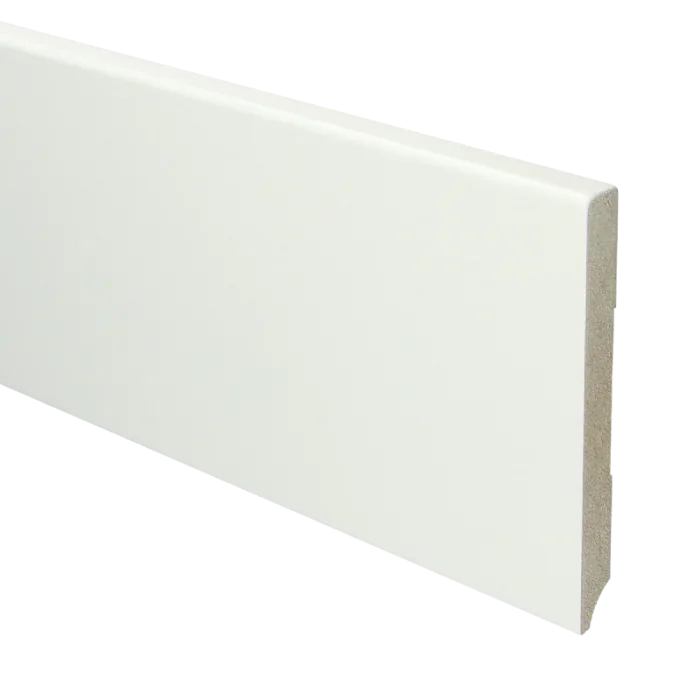 Express Levering Vochtwerende MDF plint Modern 12x120mm Gelakt Verkeerswit RAL9016 - 15950