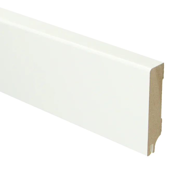 Vochtwerende MDF plint Modern 15x70mm Gelakt Verkeerswit RAL9016 - 15951 Korting
