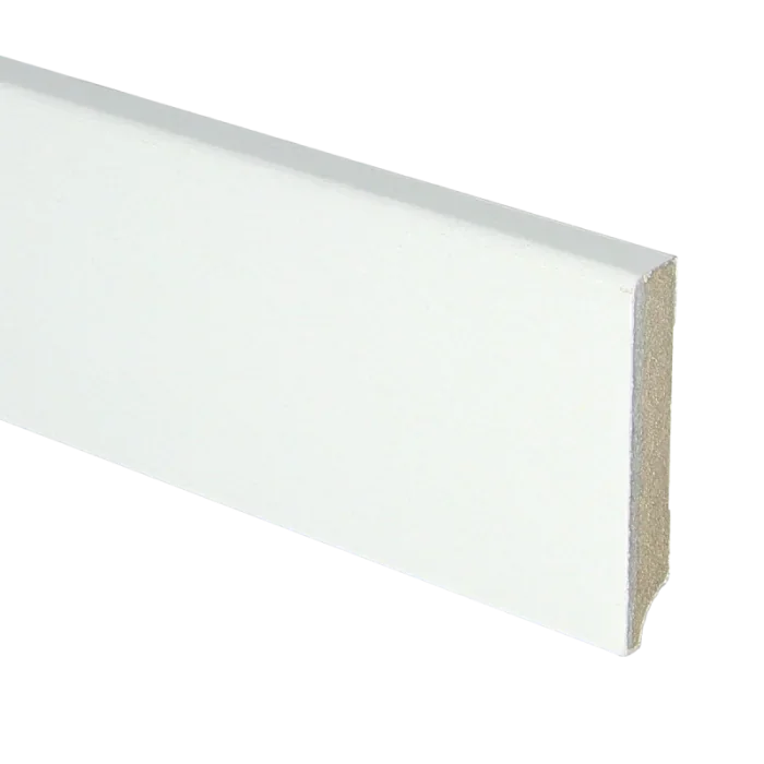 Korting Vochtwerende MDF Plint modern Recht 12x70mm Wit gegrond - 16397