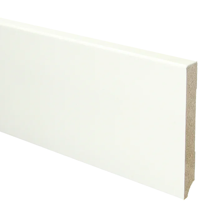 Laatste Versie Vochtwerende MDF Plint modern Recht 15x120mm Wit gegrond - 16403