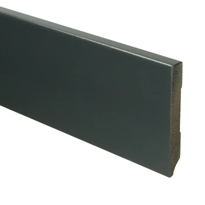Gereduceerde Prijs Vochtwerende MDF plint Modern 12x70mm antracietgrijs Gelakt RAL7016 - 15954