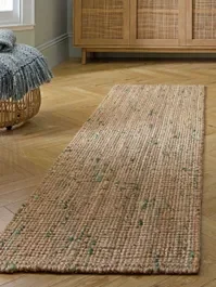 Loper Jute Bouclé Natural/green 10028577 Hoge Kwaliteit