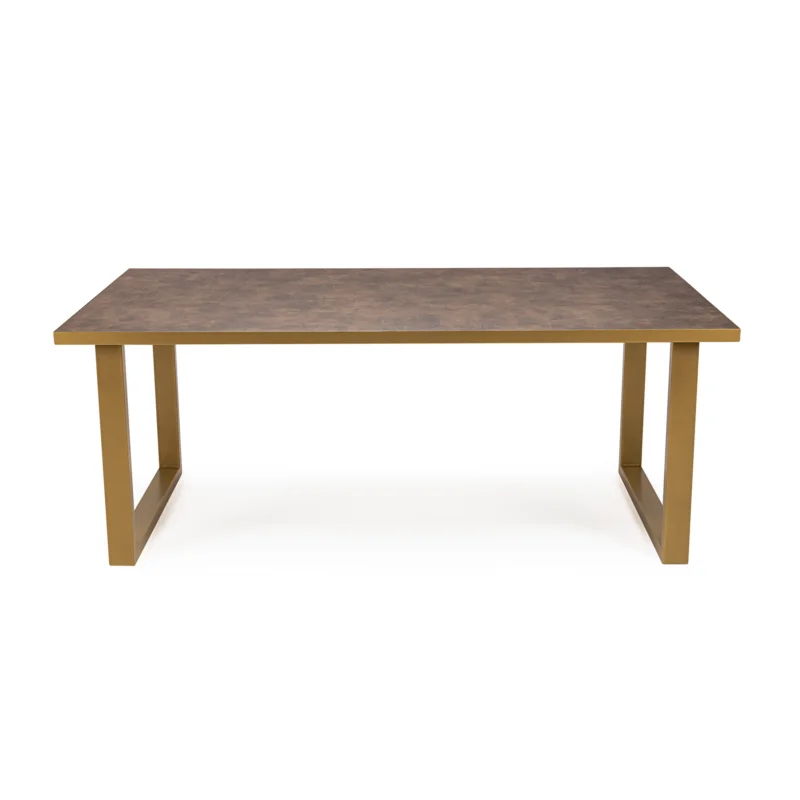 Beperkte Voorraad Stalux Eettafel ‘Joop‘ 180 x 100cm, kleur goud / lederlook bruin