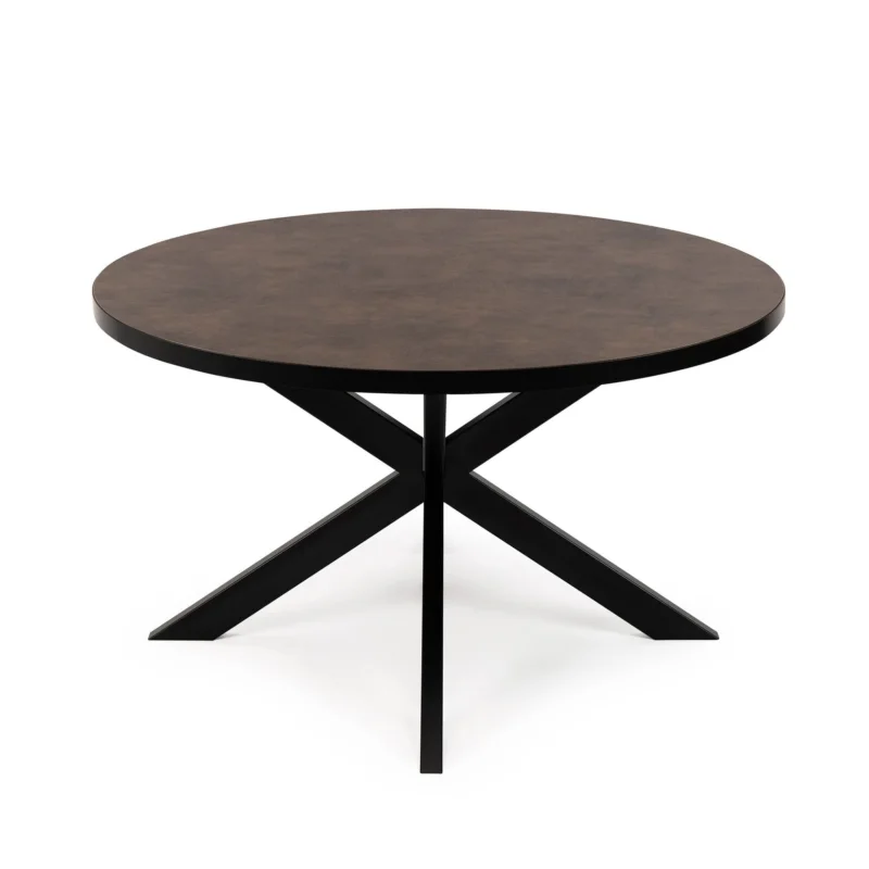 Bestseller Stalux Ronde eettafel ‘Daan‘ 120cm, kleur zwart / lederlook bruin