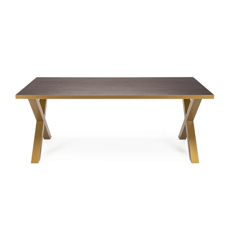 Stalux Eettafel ‘Roos‘ 240 x 100cm, kleur goud / bruin hout Nu Kopen