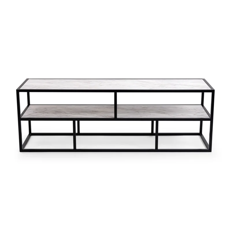 Stalux Tv-meubel ‘Luuk‘ 150cm, kleur zwart / wit marmer Koop Vandaag